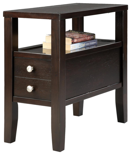 Matthew Modern Dark Brown Sofa End Snack Chairside Table With 2 Matthew Modern Dark Brown Sofa End Snack Chairside Table With 2 Storage Drawers