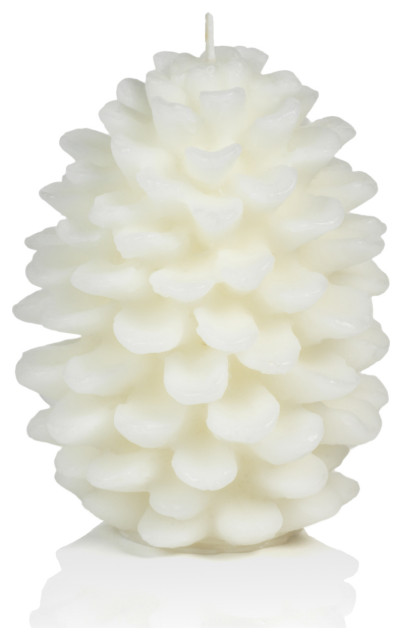 Zodax White Ranier Pine Cone Unscented Candle 