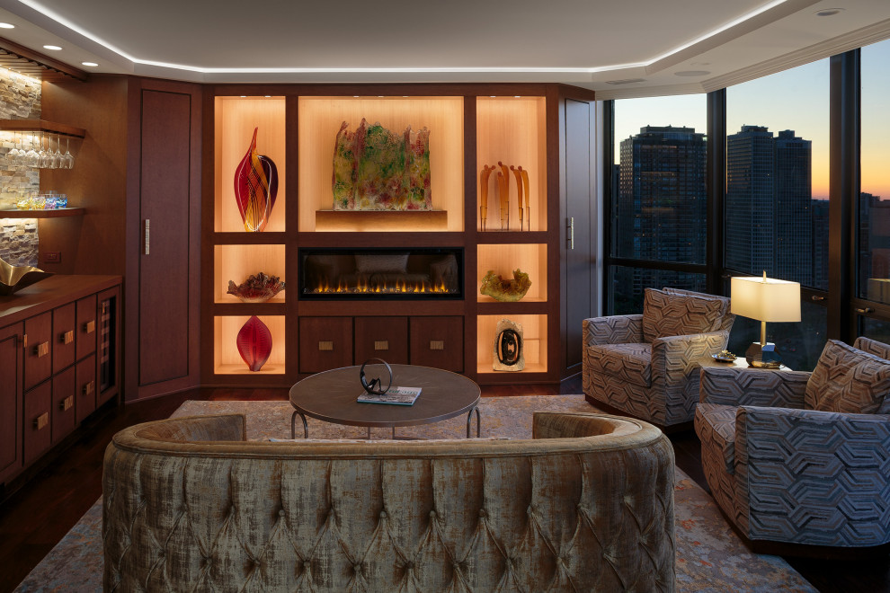 Example of a transitional home design design in Chicago