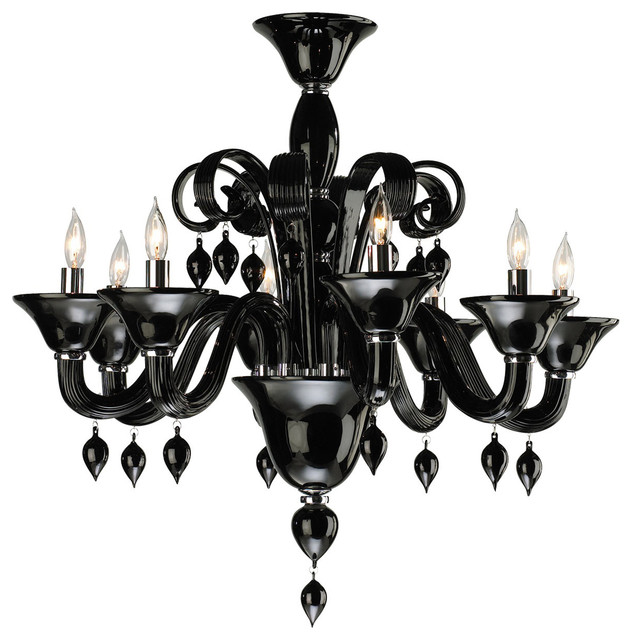 Cyan Design Treviso Black Murano Style Glass 8-Light Chandelier