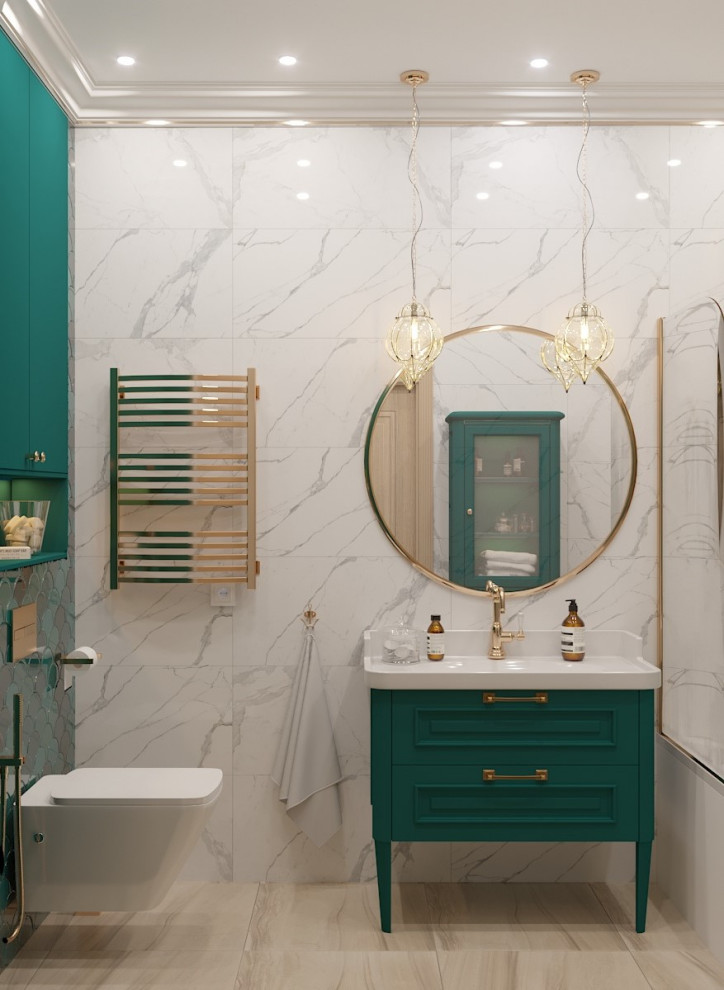 Ванна в зелёных тонах