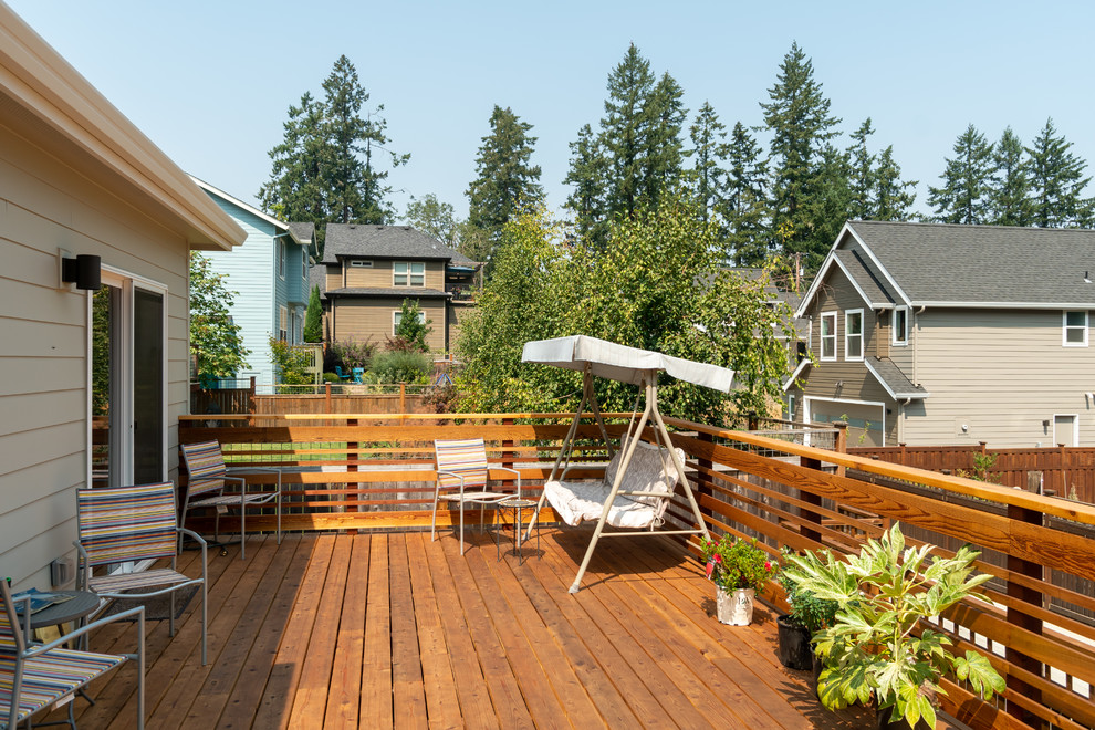 Deck - large transitional backyard deck idea with no cover