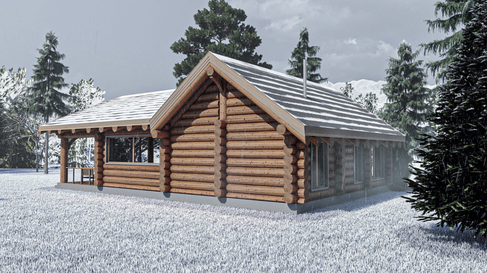 Баня с огромной террасой по технологии Post and Beam