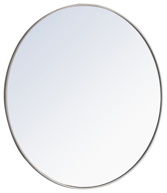 Living Metal Frame Round Mirror Silver, 42 Round Mirror Silver