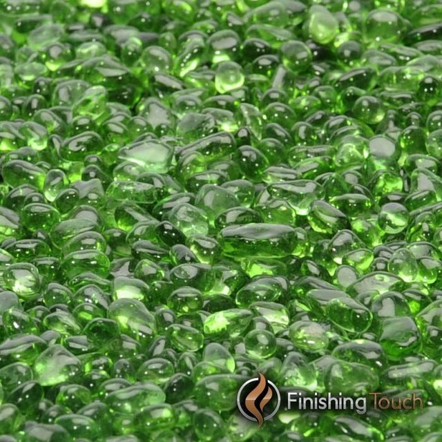 1 4 Electric Green Glass Pebbles Modern Fire Pit Accessories