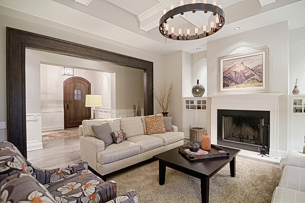Transitional home design photo in Calgary