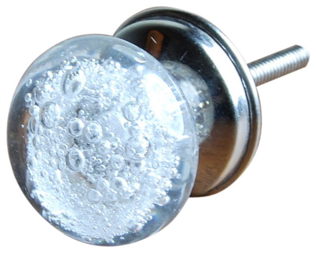 Clear Bubble Glass Knobs, Set of 4 Traditional And Drawer