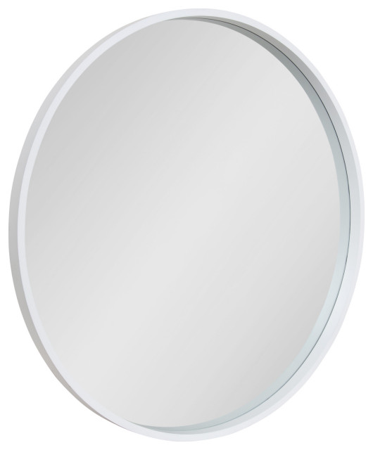 Travis Round Wood Accent Wall Mirror, 31.5" Diameter Farmhouse Bathroom Mirrors by Uniek