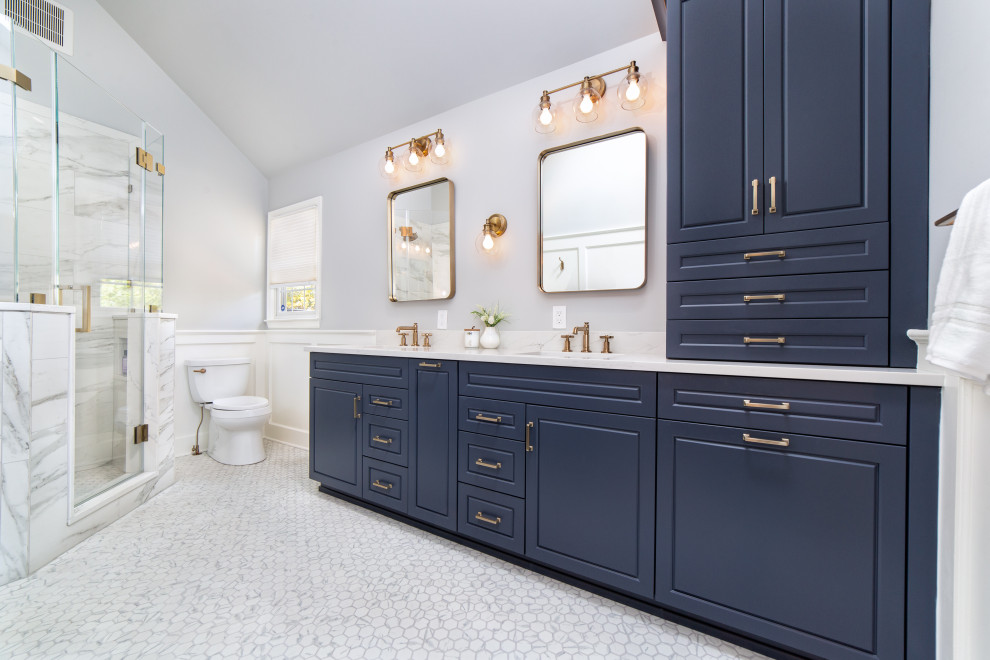 Beautiful Blue Bath Remodel - Transitional - Bathroom - New York - by ...