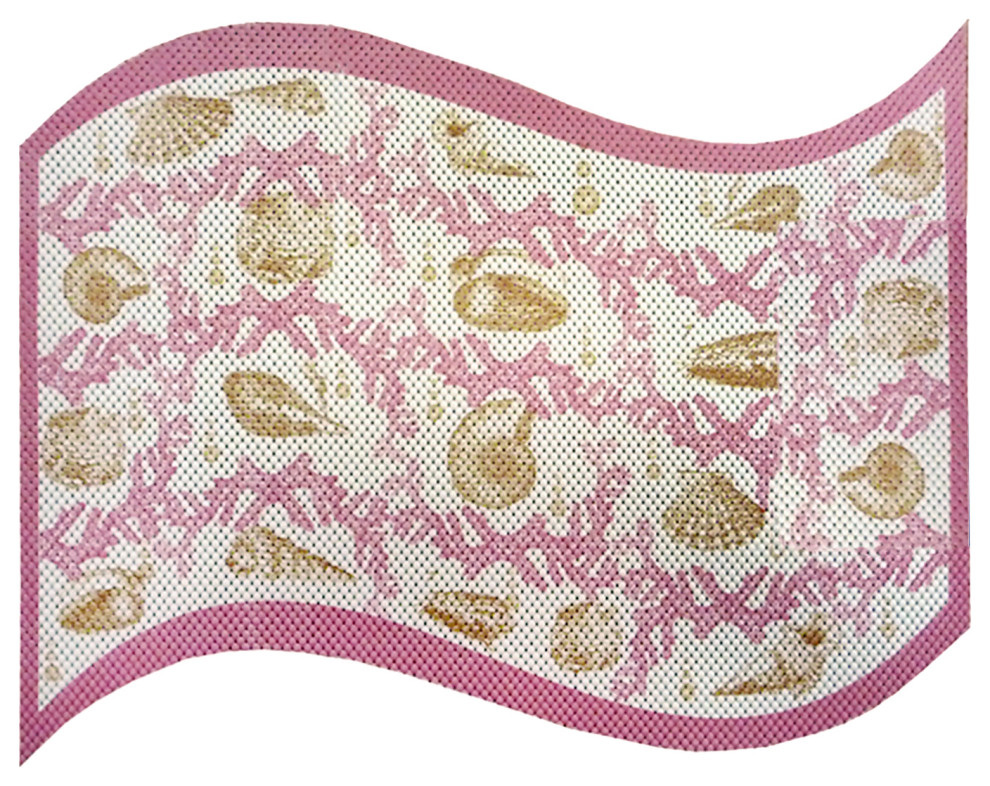 Corals PVC Bathroom Mat, Pink, 20" x 26", Covers 3.4 sq ft, 20" x 26
