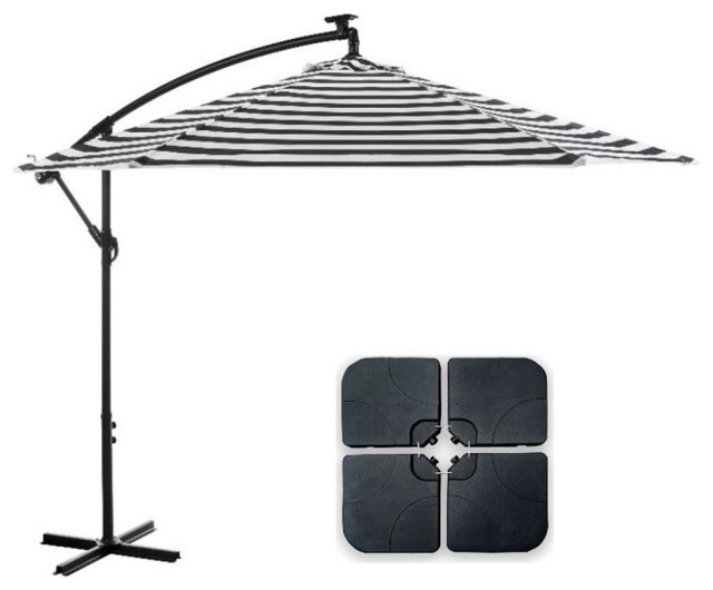 Greemotion Set of 2 Glam 10Ft Stripe Cantilever Fabric Patio Umbrella with  Base - Contemporary - Outdoor Umbrellas - by Homesquare | Houzz