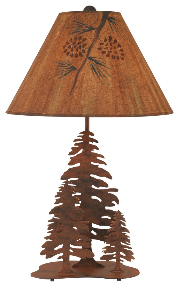 Iron with 3Pine Trees Table Lamp Rustic Table Lamps by Coast