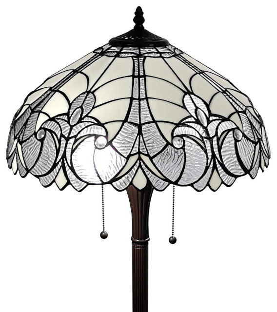 Tiffany Style 2 Light Antique Floor Lamp, 62" Tall