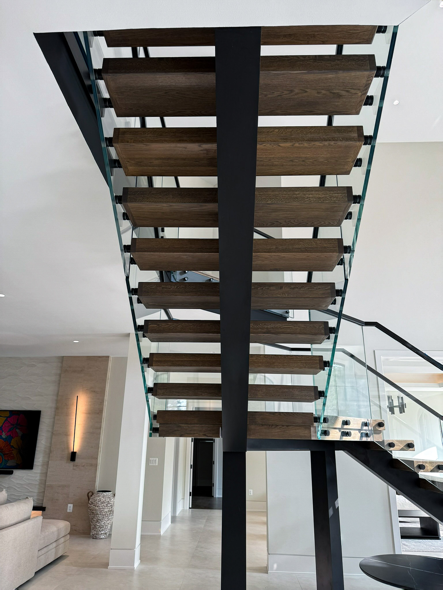 Project #159 | Modern Foyer Stair with Stand-off Glass Railing
