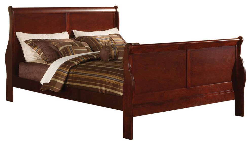 Acme Louis Philippe III California King Bed, Cherry - Transitional - Sleigh Beds - by GwG Outlet