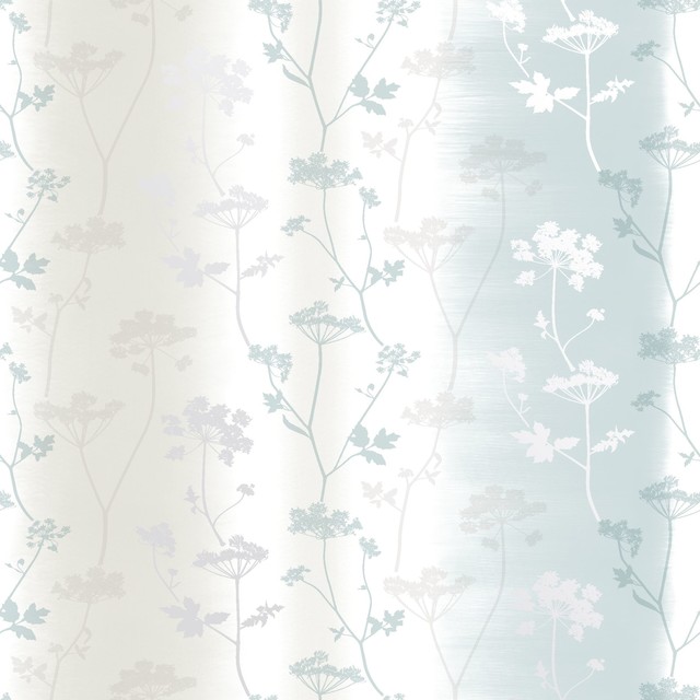 Sublime Duck Egg Blue White Summertime Floral Wallpaper