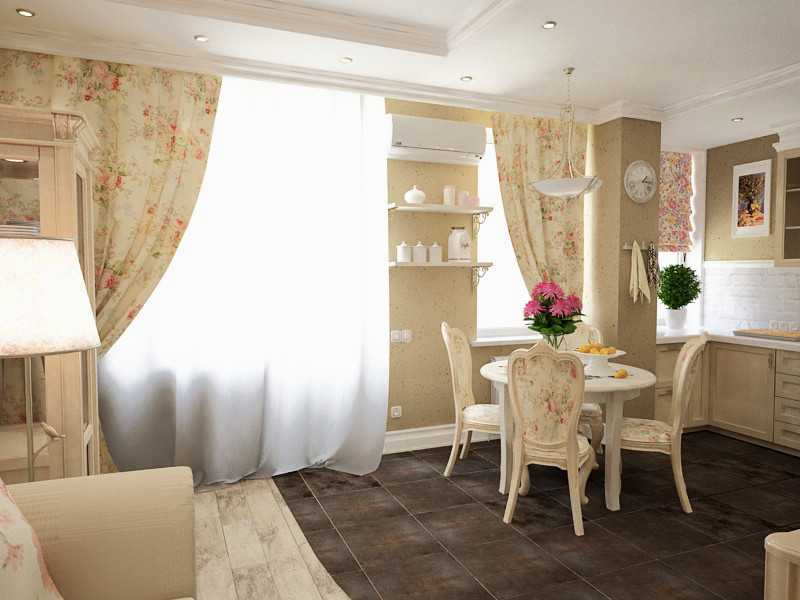 Кухня студия в стиле прованс