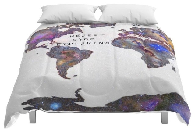 star Map. Never Stop Exploring...ii . World Map. Comforters - Full: 79  x 79
