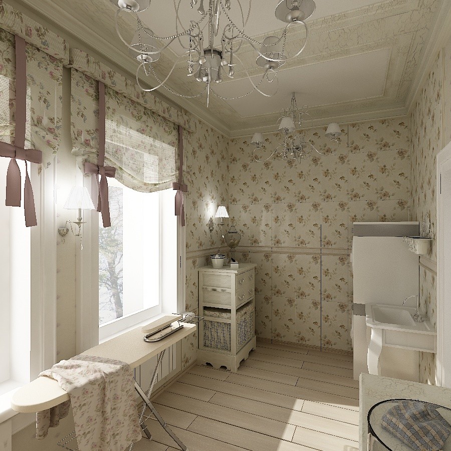 Дизайн-проект постирочной в стиле "Шале".