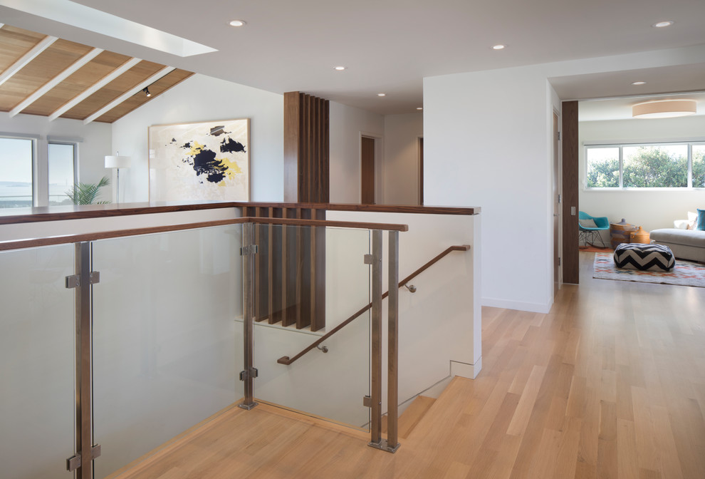 Stairs with Family Room Pocket Doors - Modern - Family Room - San ...