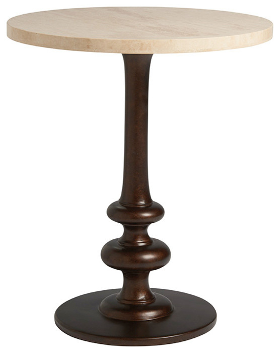 Marshall Stone Top Round End Table Traditional Side Tables And End