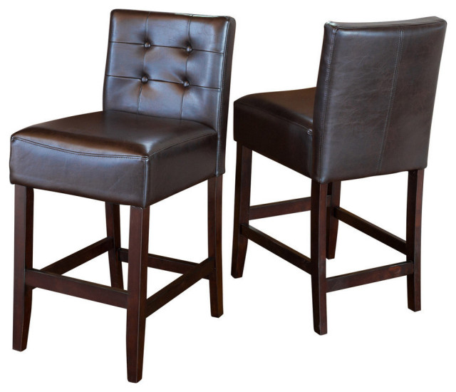 Gdf Studio Gregory Brown Leather Back, Leather Counter Height Stools
