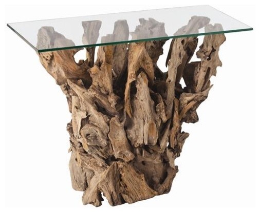 Arteriors Kingston Driftwood Glass Console Table