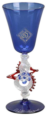 GlassOfVenice Murano Glass Cordial Liqueur And Sherry Glass - Blue