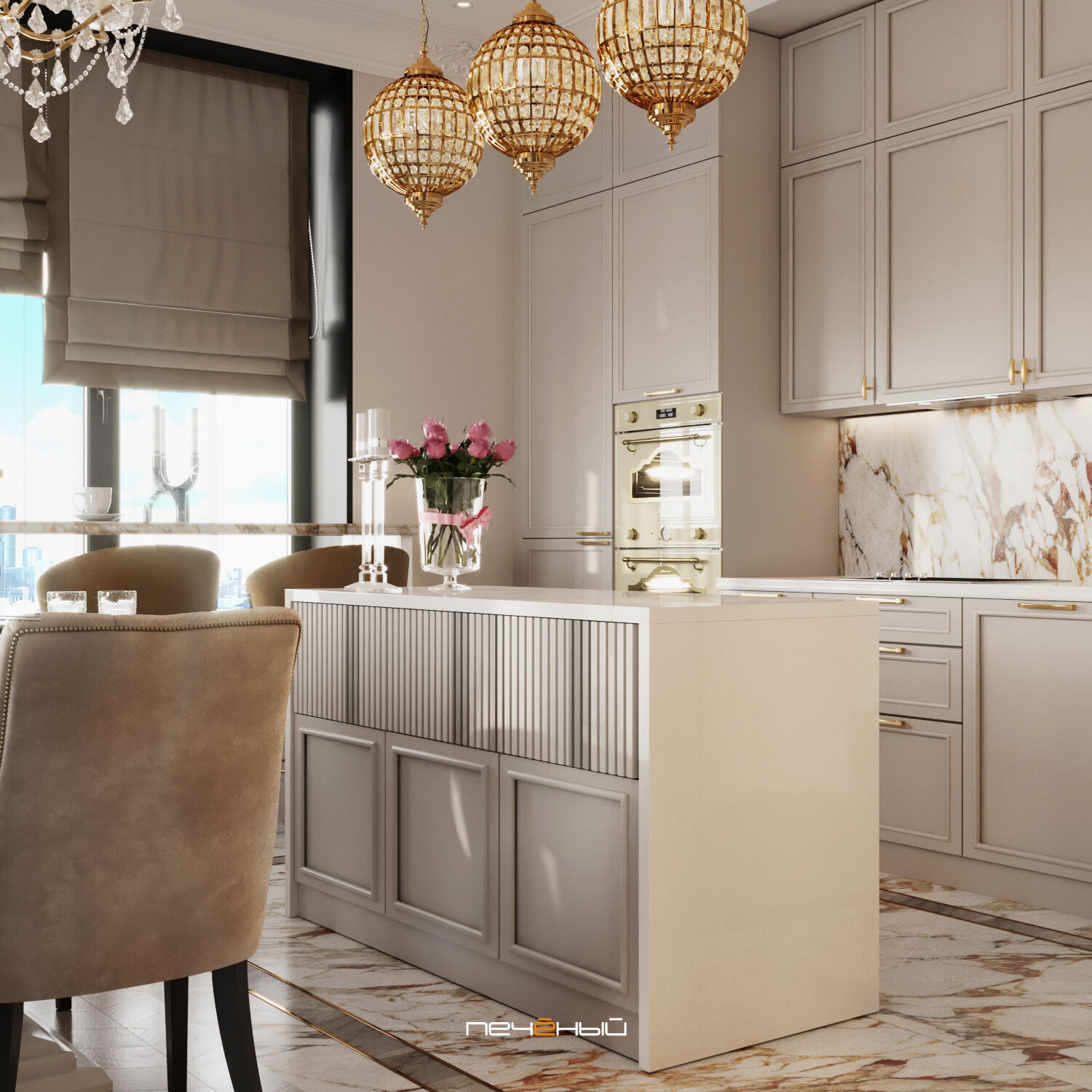 2025 Дизайн 3-комнатной квартиры 90 м² в классическом стиле, Москва, ЖК Остров