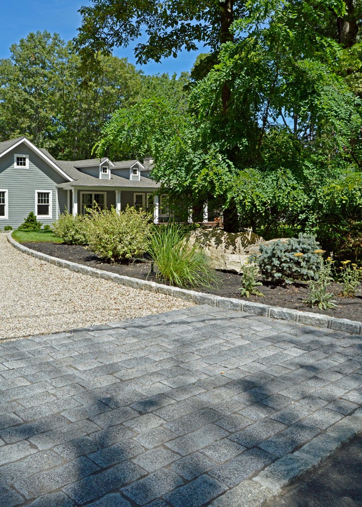 This is an example of a traditional driveway in New York with concrete pavers.