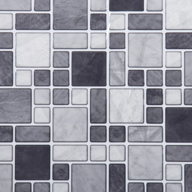 Multi Square Tiles, 10x10", Gray, 6 Pieces Contemporary Mosaic Tile