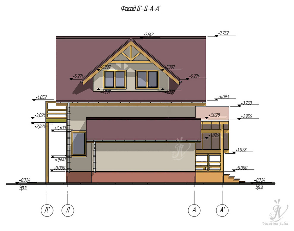 Эскизный проект индивидуального двухэтажного жилого дома в г. Кострома