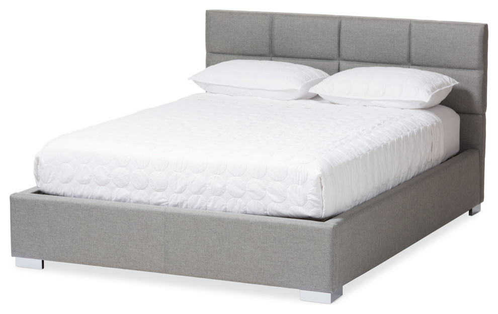 Sophie Modern and Contemporary Grey Fabric Upholstered Queen Size Platform Bed