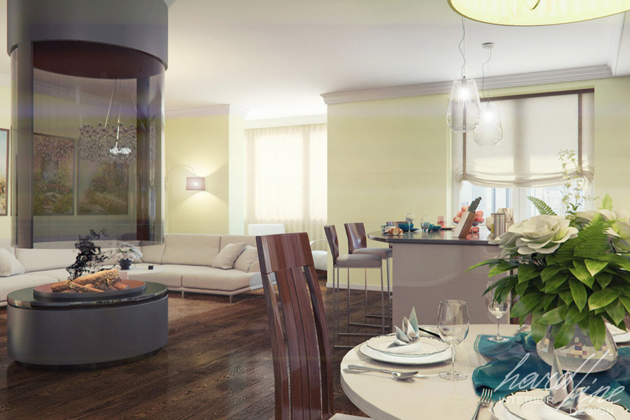 Визуализация кухни, гостиной. Июль 2012 год.