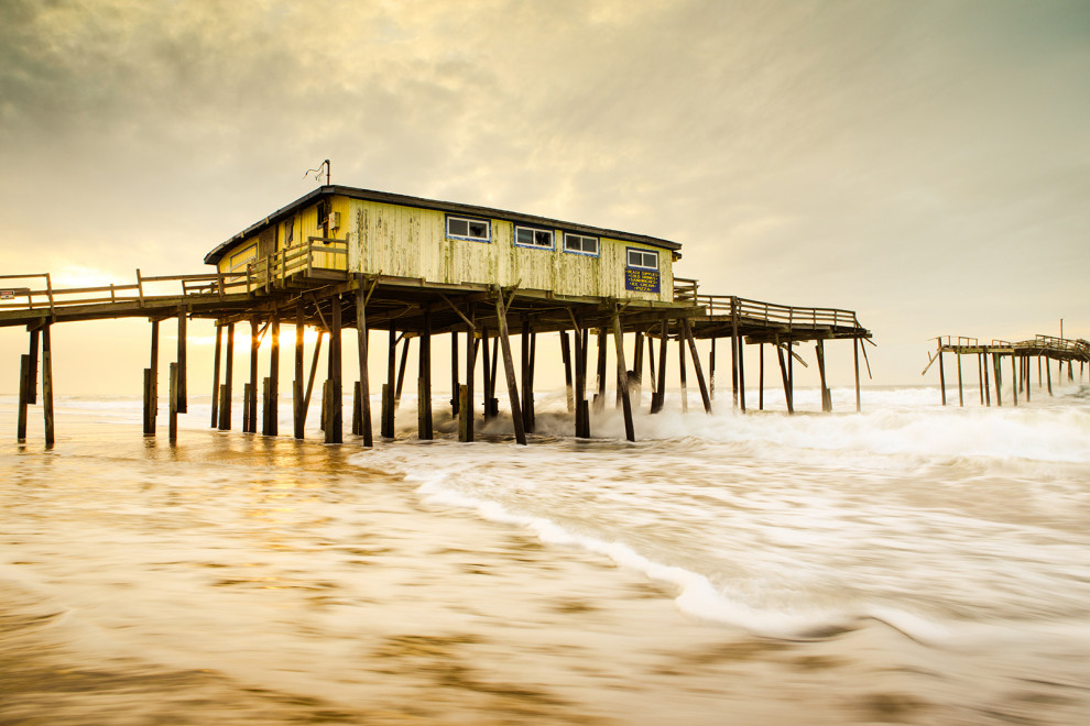 Vintage Abandoned Frisco Fishing Pier Coastal Landscape Photo Loose Art