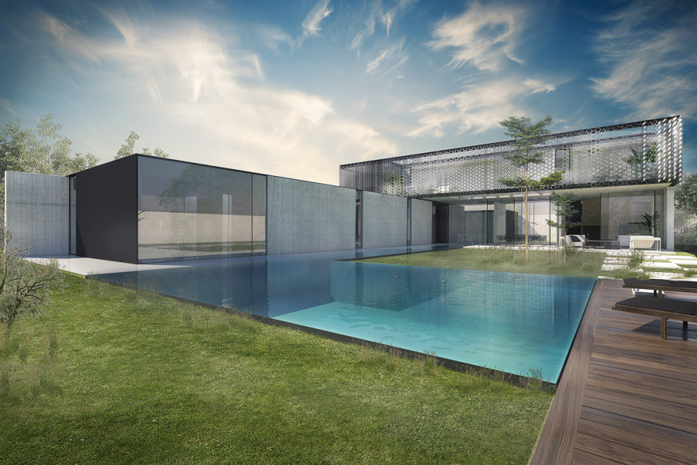 Maison contemporaine avec piscine mirroir