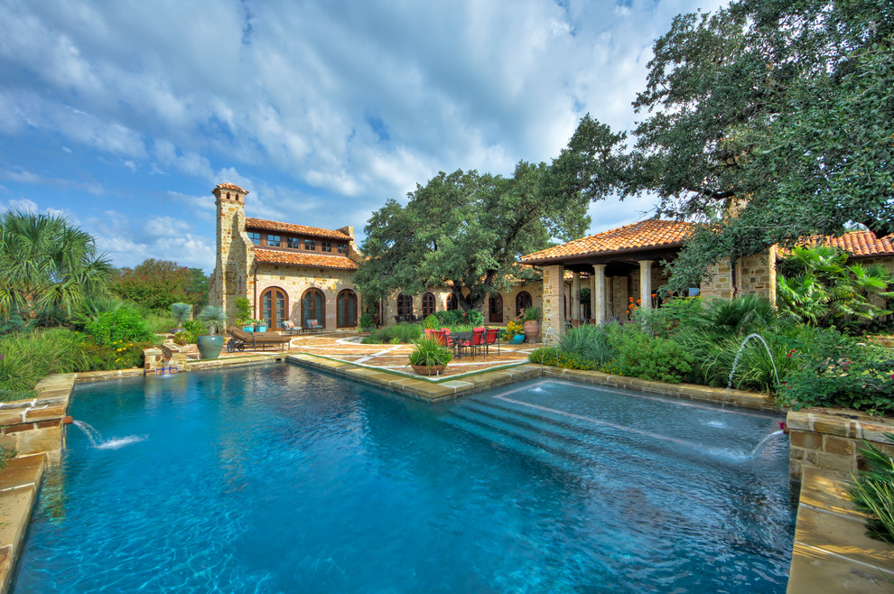 Mediterranean courtyard pool in Austin.