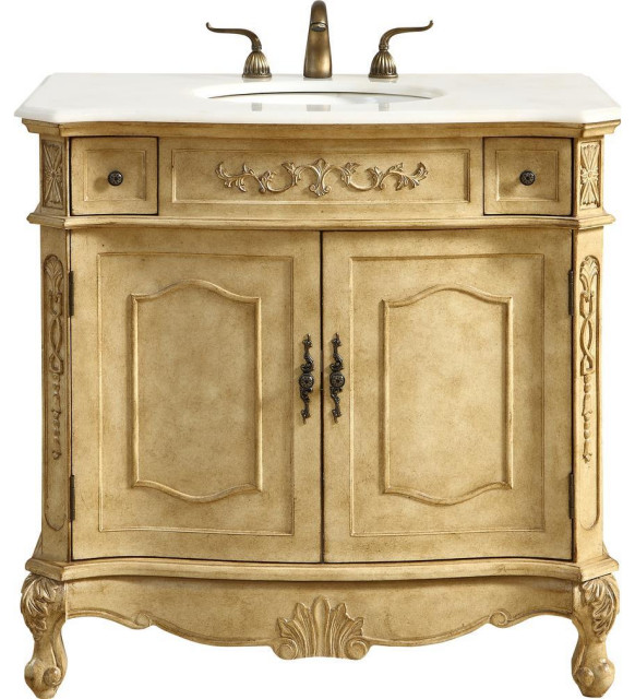 Vanity Cabinet Antique Beige Bronze, Solid Wood Bathroom Vanity Cabinets