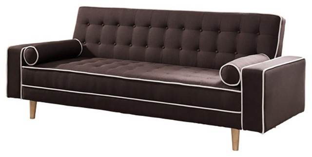 Futon Sofa Bed With Matching Bolsters Dark Brown Contemporary Futon Sofa Bed With Matching Bolsters Dark Brown