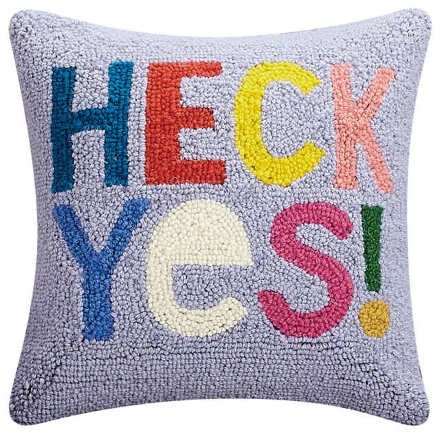 Heck Yes! Hook Pillow Contemporary Decorative Pillows by Peking