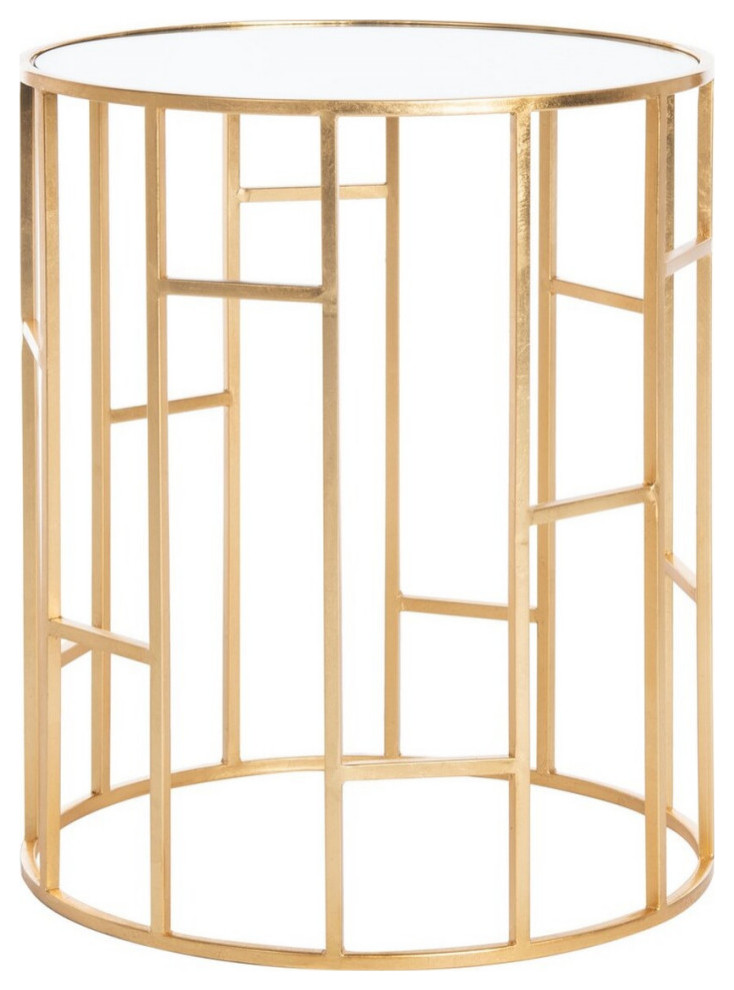 Natalie Mirror Top Accent Table Gold Contemporary Side Tables And