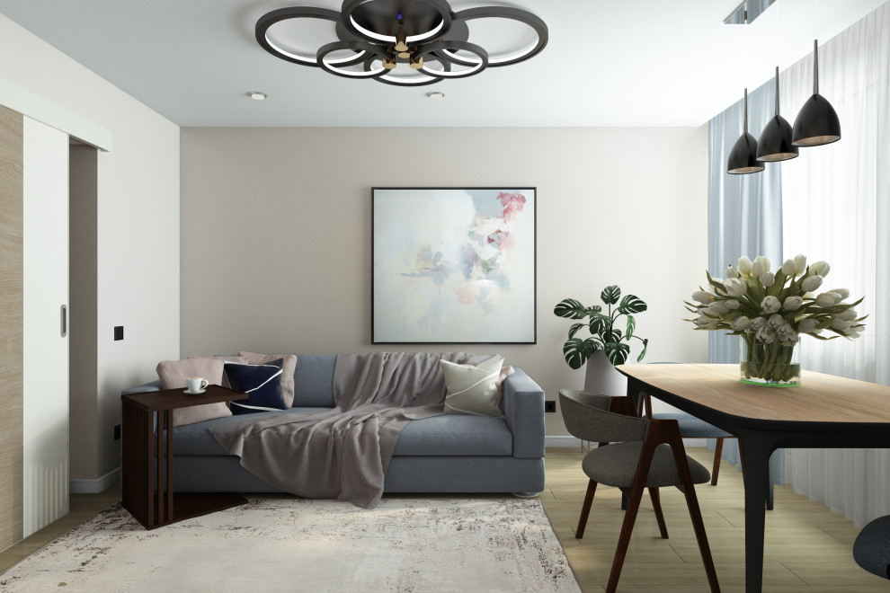 Гостиная из проекта трехкомнатной квартиры для молодой семейной пары с ребенком