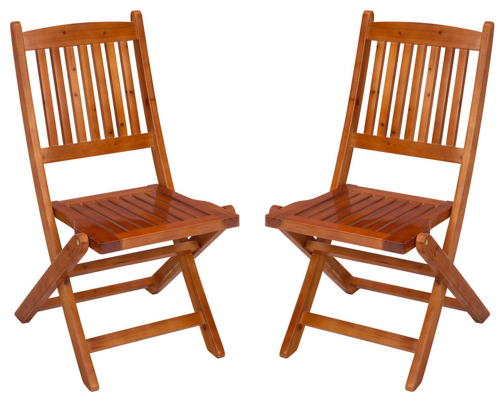 Jack Post Warm Brown Cypress Folding Chairs, Set of 2