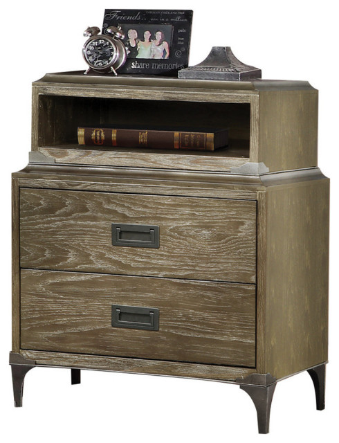 Acme Athouman Nightstand Qi Wireless Dock Weathered Oak Transitional Nightstands And Bedside Tables By Gwg Outlet