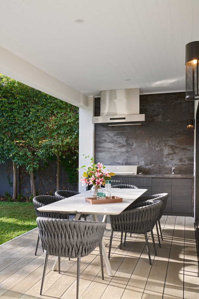 Inspiration for a contemporary veranda in Perth with a bbq area.