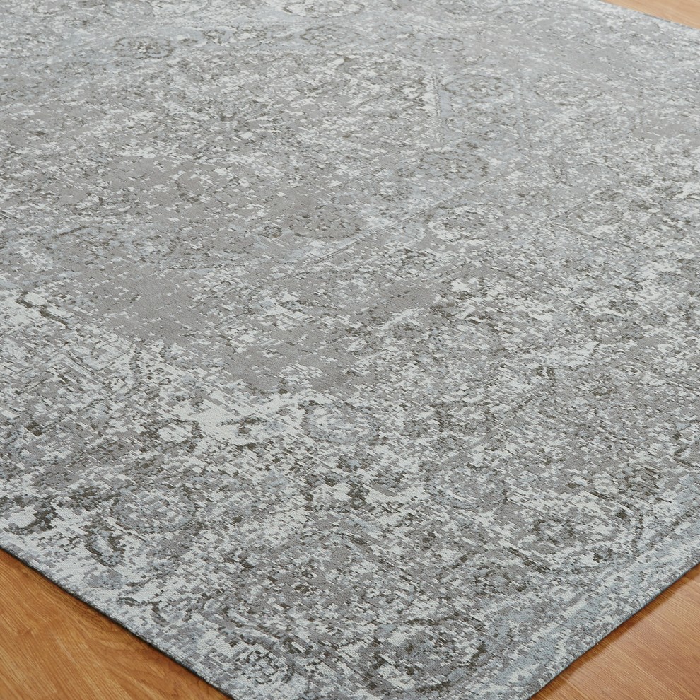 JARDIN Vintage Zinc Hand Made Cotton Chenille Area Rug, 9'6"x13
