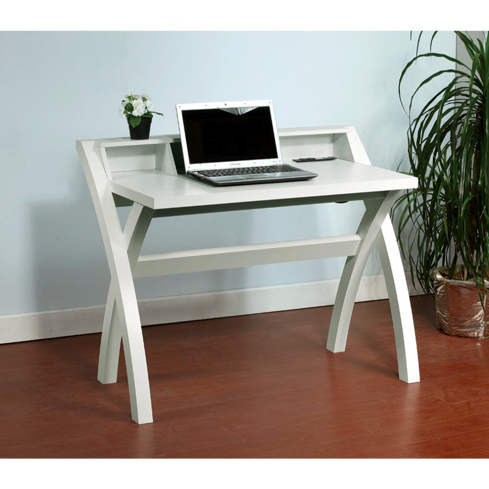Sleek Contemporary Desk With Cross Legs White Contemporary