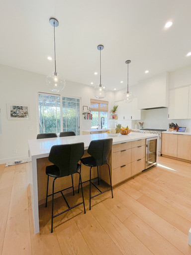 White Oak Flooring & Cabinets, Kitchen Island, Windows,  Lighting & Appliances
