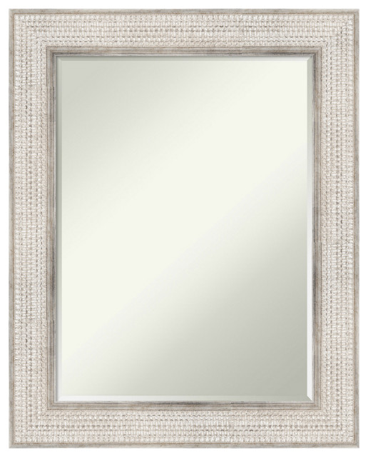 Trellis Silver Petite Bevel Wood Wall Mirror 24 x 30 in. Traditional