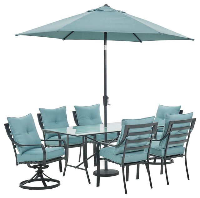 Lavallette 7 Pc Dining Set Ocean Blue Transitional Outdoor Dining Sets By Almo Fulfillment Services